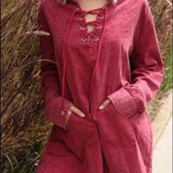 Lace Up Washed Hoodie - Picture 7 of 7